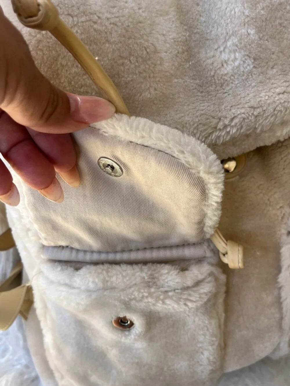 Urban Outfitters Plush Fuzzy Cream Sherpa Flap Backpack Bag
